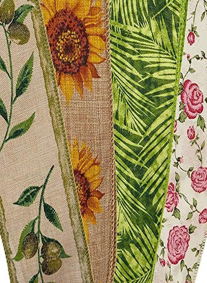 Paper Mart 2 1/2" X 10 Yards Sunflowers On Natural Linen Ribbon - Image 3